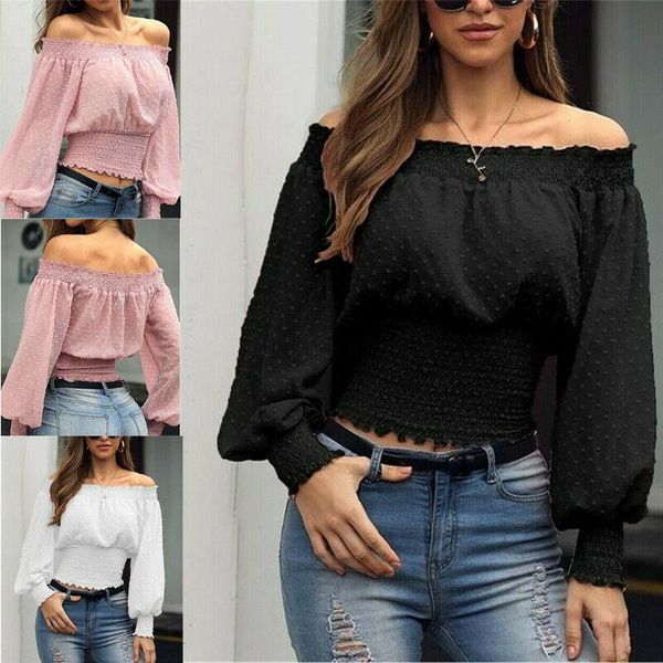 women's t-shirt women off shoulder crop ladies bardot loose t shirt blouse s//l/xl/xxl, White
women's t-shirt women off shoulder crop ladies bardot loose t shirt blouse s//l/xl/xxl, White