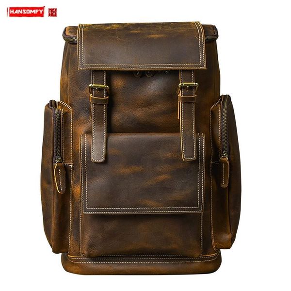backpack large capacity men's genuine leather 17" travel backpacks male schoolbag lapbags vintage crazy horse men
backpack large capacity men's genuine leather 17" travel backpacks male schoolbag lapbags vintage crazy horse men