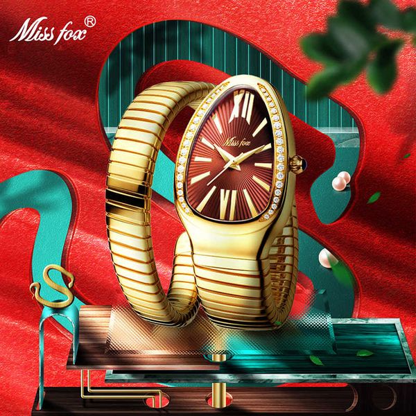 missfox watches snake form luxury wristwatch for women steel unique gold quartz ladies watch relogio feminino clock, Slivery;brown
missfox watches snake form luxury wristwatch for women steel unique gold quartz ladies watch relogio feminino clock, Slivery;brown