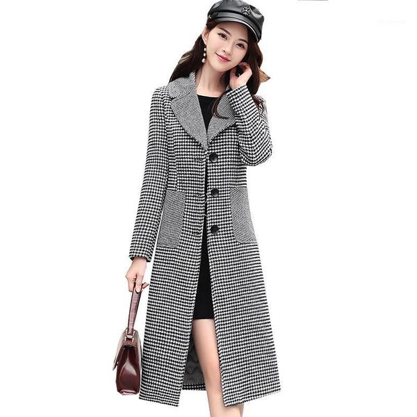 women's wool & blends 2021 autumn winter fashion ladies slim thick woolen coats korean medium length houndstooth windbreaker coat, Black
women's wool & blends 2021 autumn winter fashion ladies slim thick woolen coats korean medium length houndstooth windbreaker coat, Black