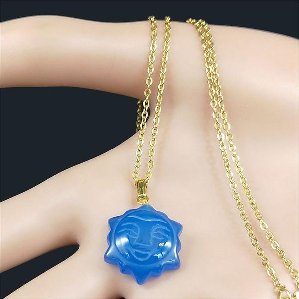 pendant necklaces 2021 fashion blue sun stainless steel natural stone for women gold color & pendants jewelry colgante nxs04, Silver
pendant necklaces 2021 fashion blue sun stainless steel natural stone for women gold color & pendants jewelry colgante nxs04, Silver