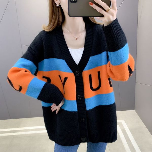 women's knits & tees knitted cardigan jacket spring and autumn korean new fashion loose color block 8nw3, White
women's knits & tees knitted cardigan jacket spring and autumn korean new fashion loose color block 8nw3, White