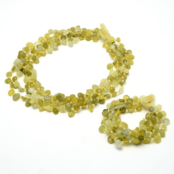 guaiguai jewelry 5 strands natural gems green jades drilled fancy polished necklace bracelet sets handmade cute for women, Silver
guaiguai jewelry 5 strands natural gems green jades drilled fancy polished necklace bracelet sets handmade cute for women, Silver