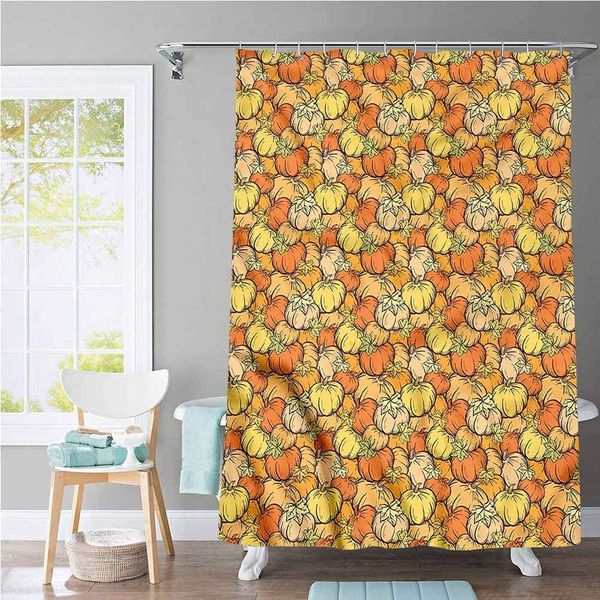 pumpkin rustic shower curtain seasonal fruits and leaves waterproof bathroom home decor washable 78 x 72 inch