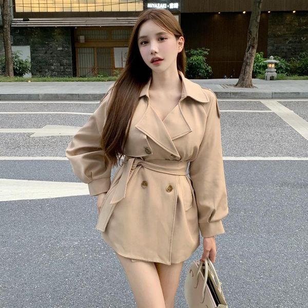 women's trench coats 2021 autumn clothing vintage fashion coat for women korean style straight long sleeve double breasted jackets, Tan;black
women's trench coats 2021 autumn clothing vintage fashion coat for women korean style straight long sleeve double breasted jackets, Tan;black