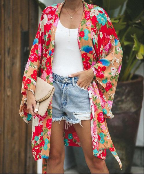 style long sleeve bohemian floral women blouses loose kimono cardigan flare print thin shirt, White
style long sleeve bohemian floral women blouses loose kimono cardigan flare print thin shirt, White