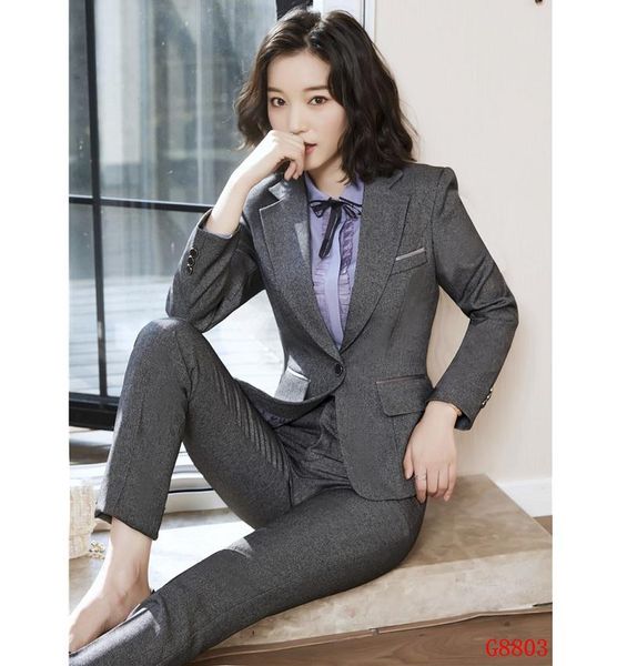 women's suits & blazers formal grey blazer women business pant and jacket sets ladies work wear office clothes ol styles, White;black
women's suits & blazers formal grey blazer women business pant and jacket sets ladies work wear office clothes ol styles, White;black