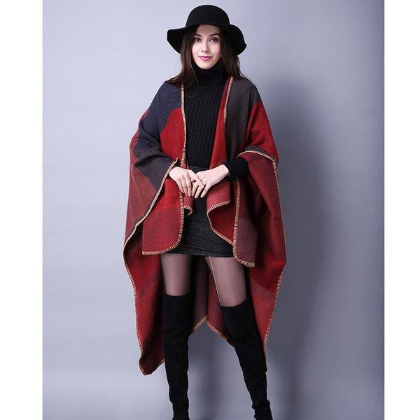 scarves autumn and winter scarf versatile plaid travel shawl for ladies imitation cashmere style forked thickened cloak, Blue;gray
scarves autumn and winter scarf versatile plaid travel shawl for ladies imitation cashmere style forked thickened cloak, Blue;gray