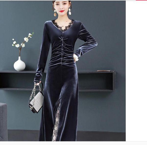 casual dresses 2021 spring and autumn summer long sleeve golden velvet women's dress, Black;gray
casual dresses 2021 spring and autumn summer long sleeve golden velvet women's dress, Black;gray