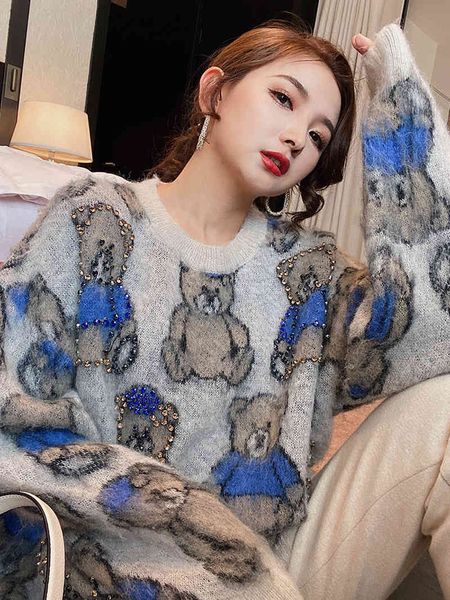 women's sweaters face of europe stand bear set auger mohair women wear qiu dong outfit easing stm0, White;black
women's sweaters face of europe stand bear set auger mohair women wear qiu dong outfit easing stm0, White;black