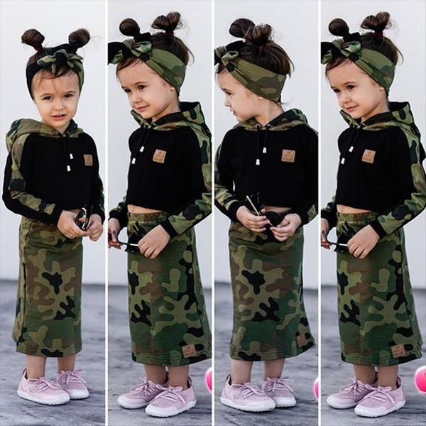 3pcs fashion autumn winter kids girls clothes set camo hooded sweatshirt skirts headband toddler children outfits costume, White
3pcs fashion autumn winter kids girls clothes set camo hooded sweatshirt skirts headband toddler children outfits costume, White