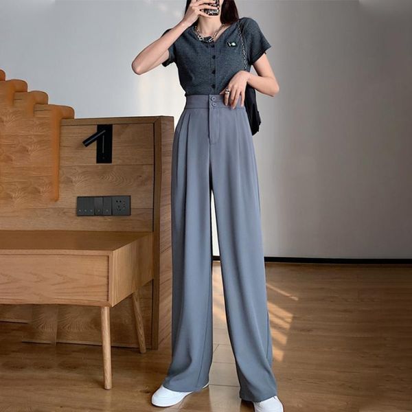 women's pants & capris wide leg 2021 summer loose straight female trousers lengthen black casual high waist women office lady pant soli, Black;white
women's pants & capris wide leg 2021 summer loose straight female trousers lengthen black casual high waist women office lady pant soli, Black;white