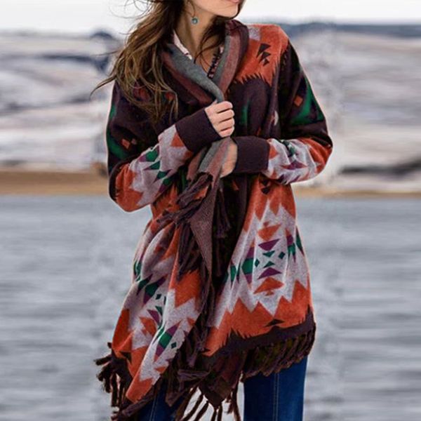women's cape women vintage print trendy tassel cardigan jackets autumn winter long sleeve stand neck coats female casual loos, Black
women's cape women vintage print trendy tassel cardigan jackets autumn winter long sleeve stand neck coats female casual loos, Black