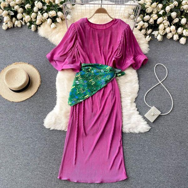 casual dresses elegant purple pleated dress women's summer sundresses solid slim flare sleeve ladies midi femme robe 2021 vestidos, Black;gray
casual dresses elegant purple pleated dress women's summer sundresses solid slim flare sleeve ladies midi femme robe 2021 vestidos, Black;gray
