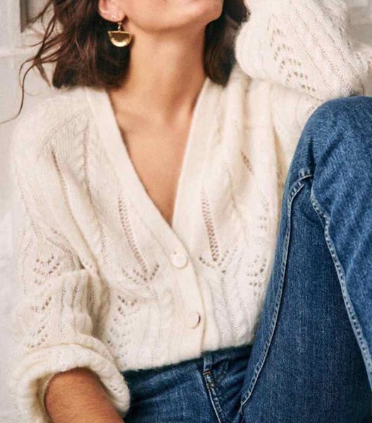 sweater 2021 fall/winter mohair jacquard v-neck cardigan long lantern sleeve loose jacket ok6q, White;black
sweater 2021 fall/winter mohair jacquard v-neck cardigan long lantern sleeve loose jacket ok6q, White;black
