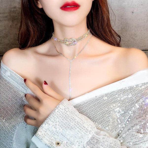 pendant necklaces fashion necklace short rhinestone tassel gold clavicle chain creative flash knotted digital 8 jewelry for women, Silver
pendant necklaces fashion necklace short rhinestone tassel gold clavicle chain creative flash knotted digital 8 jewelry for women, Silver