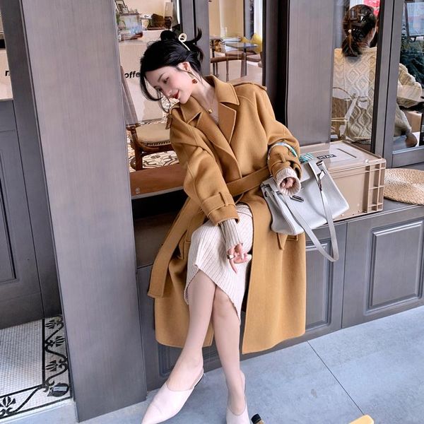 women's wool & blends korean style handmade double-sided woolen fleece coat straight tube lace up medium long epaulet cashmere, Black
women's wool & blends korean style handmade double-sided woolen fleece coat straight tube lace up medium long epaulet cashmere, Black