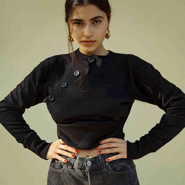 women's blouses & shirts blouses o-neck irregular button elagant pullovers solid long slevee short simple hoodies autumn fashion women, White
women's blouses & shirts blouses o-neck irregular button elagant pullovers solid long slevee short simple hoodies autumn fashion women, White