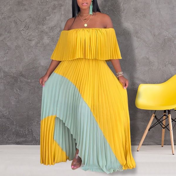 dresses african for women slash neck pleated maxi summer off shoulder party dress elegant formal evening gown, Black;gray
dresses african for women slash neck pleated maxi summer off shoulder party dress elegant formal evening gown, Black;gray