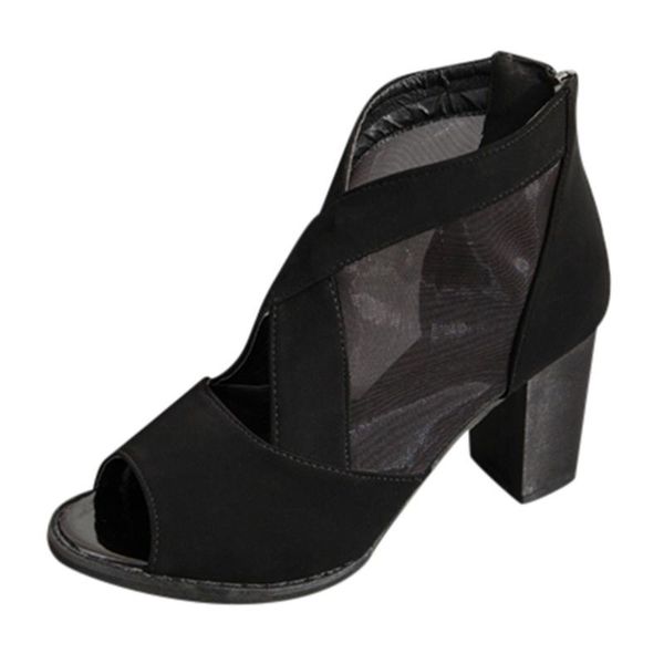 women's sandals fish mouth summer ladies fashion thick high heel zip peep toe casual shoes, Black
women's sandals fish mouth summer ladies fashion thick high heel zip peep toe casual shoes, Black