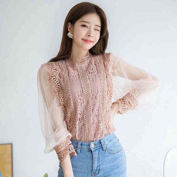 women's blouses & shirts ladies fashion lace crochet blouse patterned see-through sleeves mesh voile lantern long-sleeve bottomed, White
women's blouses & shirts ladies fashion lace crochet blouse patterned see-through sleeves mesh voile lantern long-sleeve bottomed, White