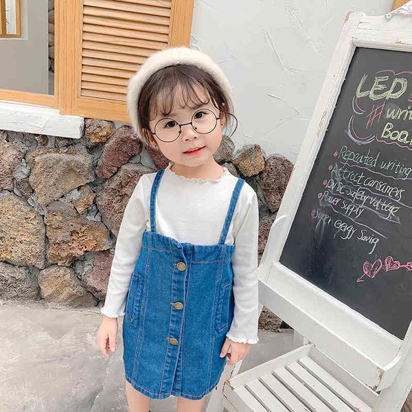 autumn baby girls fashion clothes sets pure cotton white long sleeve base t shirt and denim overalls dress 2pcs suits 210508, Red;yellow
autumn baby girls fashion clothes sets pure cotton white long sleeve base t shirt and denim overalls dress 2pcs suits 210508, Red;yellow
