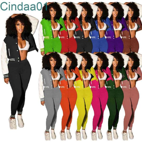 women tracksuits two piece set deisgner autumn winter press button double thread jacket sweatpants stitching color baseball suits 12 colours, Gray
women tracksuits two piece set deisgner autumn winter press button double thread jacket sweatpants stitching color baseball suits 12 colours, Gray