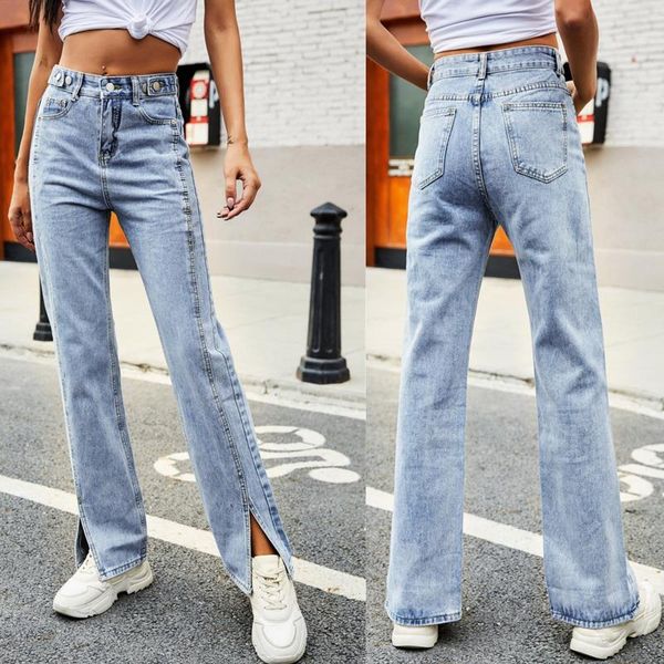 women's jeans 2021 high waist women ankle split wide-leg casual straight leg baggy light blue washed pants mom boyfriend t6 
women's jeans 2021 high waist women ankle split wide-leg casual straight leg baggy light blue washed pants mom boyfriend t6