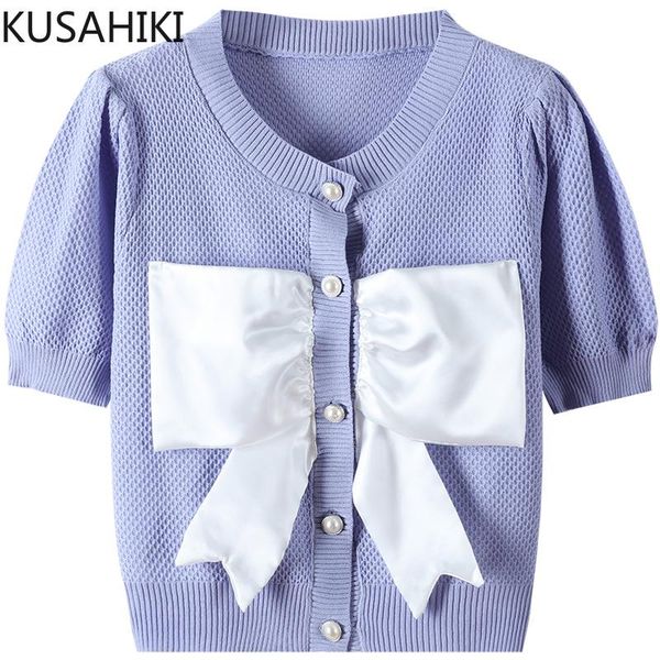 women's knits & tees kusahiki patchwork bowknot knitted cardigan short sleeve women summer knitwear korean elegant o-neck knitting 6j9, White
women's knits & tees kusahiki patchwork bowknot knitted cardigan short sleeve women summer knitwear korean elegant o-neck knitting 6j9, White