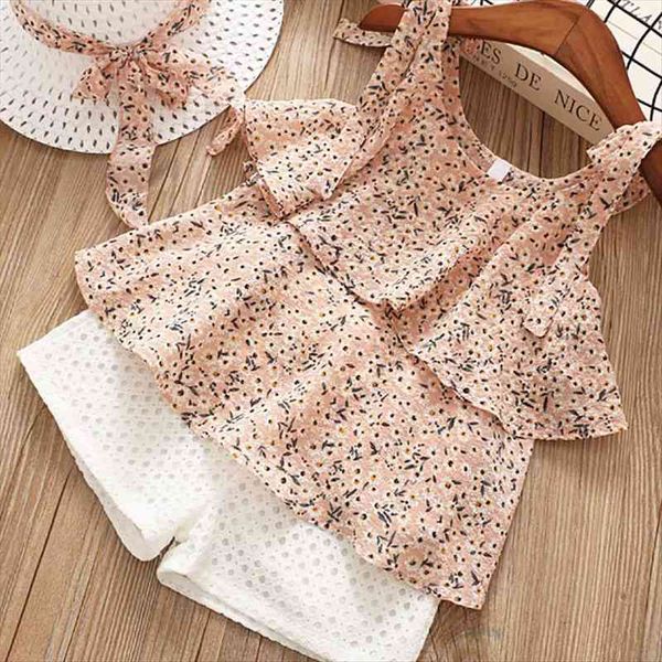 girls sets summer boutique childrens clothing female baby chiffon sling floral sleeveless shirt shorts two-piece hat, White
girls sets summer boutique childrens clothing female baby chiffon sling floral sleeveless shirt shorts two-piece hat, White