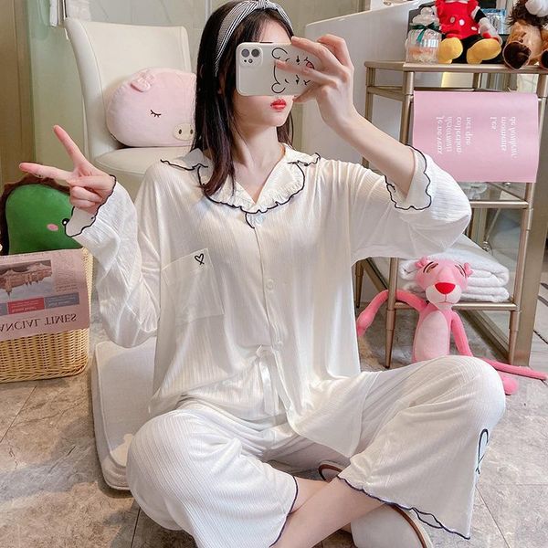 women's knits & tees fairy drape pajamas female spring and autumn super soft cotton korean style long-sleeve suit cardigan winter track, White
women's knits & tees fairy drape pajamas female spring and autumn super soft cotton korean style long-sleeve suit cardigan winter track, White