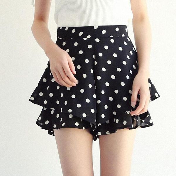 women's shorts women dot summer flare ruffles sweet lady high waist zipper streetwear short trouses, White;black
women's shorts women dot summer flare ruffles sweet lady high waist zipper streetwear short trouses, White;black