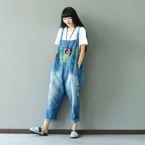 women's jumpsuits & rompers women vintage print denim womens jumpsuit female jeans overalls loose casual femme suspender pants p523, Black;white
women's jumpsuits & rompers women vintage print denim womens jumpsuit female jeans overalls loose casual femme suspender pants p523, Black;white