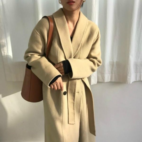 women's wool & blends breasted woolen overcoat with waistbelt outerwear cardigan women winter elegant yellow long coat jacket, Black
women's wool & blends breasted woolen overcoat with waistbelt outerwear cardigan women winter elegant yellow long coat jacket, Black