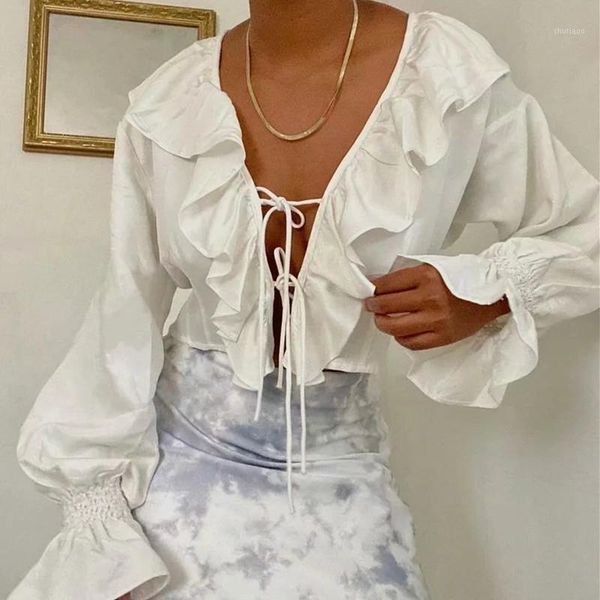 women's blouses & shirts ins european trend elegant short shirt white v neck lace up hollow out full flare sleeve blusas mujer long wom
women's blouses & shirts ins european trend elegant short shirt white v neck lace up hollow out full flare sleeve blusas mujer long wom