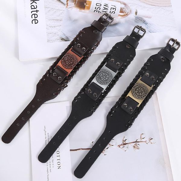 bangle pirate bracelet vintage compass men's wide leather punk rock ornament, Black
bangle pirate bracelet vintage compass men's wide leather punk rock ornament, Black