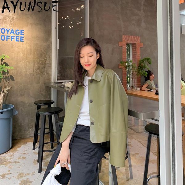 women's leather & faux ayunsue real genuine jacket women short sheepskin coat female spring autumn korean clothing 2021, Black
women's leather & faux ayunsue real genuine jacket women short sheepskin coat female spring autumn korean clothing 2021, Black
