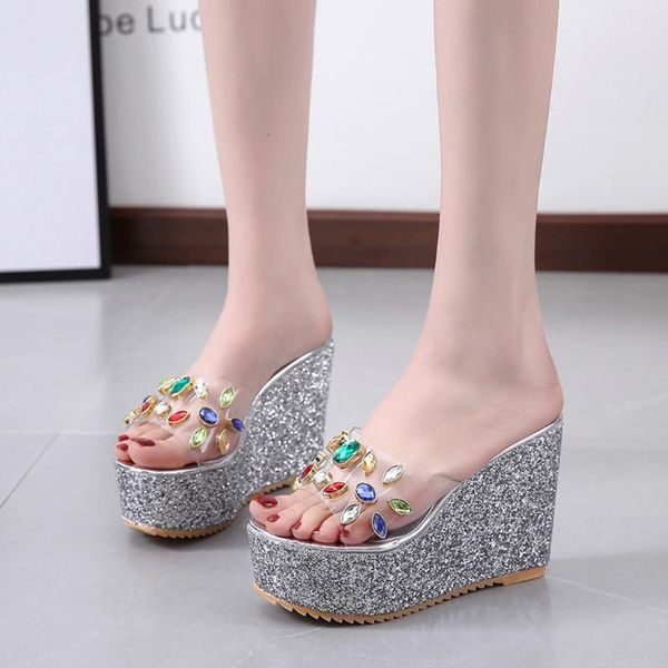 slippers sagace shoes woman summer sequined wedge sandals rhinestone transparent jelly muffin thick bottom women 2021apr1, Black
slippers sagace shoes woman summer sequined wedge sandals rhinestone transparent jelly muffin thick bottom women 2021apr1, Black