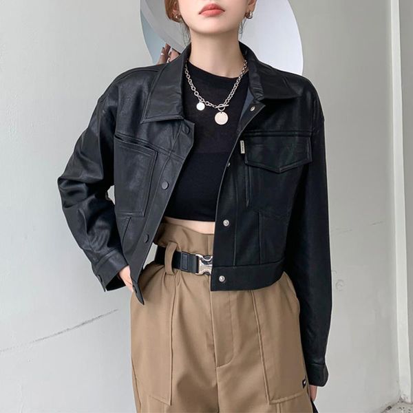 women's leather & faux ftlzz spring autumn women fashion turn-down collar single breasted pu jacket casual long sleeve black short
women's leather & faux ftlzz spring autumn women fashion turn-down collar single breasted pu jacket casual long sleeve black short
