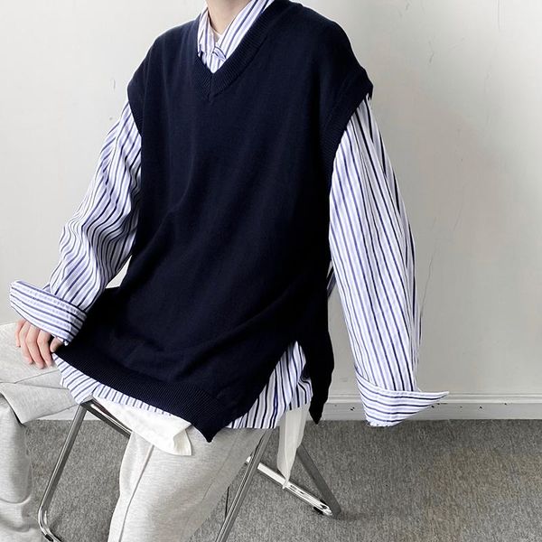 men's vests men women vintage casual pullover waistcoat sweater college style knitwear vest korean fashion, Black;white
men's vests men women vintage casual pullover waistcoat sweater college style knitwear vest korean fashion, Black;white
