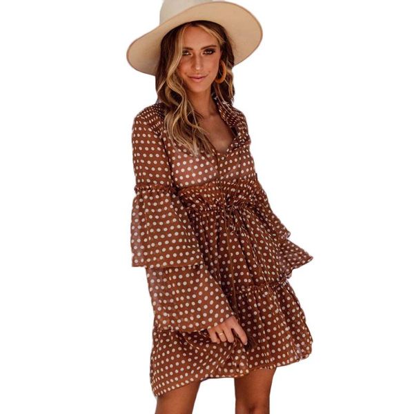 women vintage polka dot print ruffles sweet lady girls mini dress fall summer long sleeve v neck slim vestidos holiday beach casual dresses, Black;gray
women vintage polka dot print ruffles sweet lady girls mini dress fall summer long sleeve v neck slim vestidos holiday beach casual dresses, Black;gray