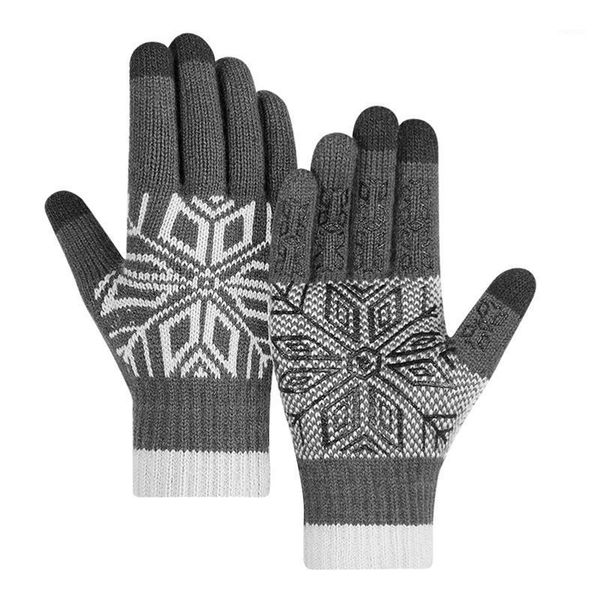 1pair women men gift windproof touch screen gloves snow flower printing cycling winter warm sensitive soft thicken knitting1, Black
1pair women men gift windproof touch screen gloves snow flower printing cycling winter warm sensitive soft thicken knitting1, Black