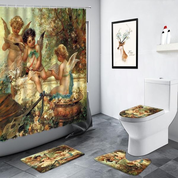 classical european oil painting little angel shower curtains retro art bathroom decor anti-slip rug toilet cover bath mats sets
classical european oil painting little angel shower curtains retro art bathroom decor anti-slip rug toilet cover bath mats sets