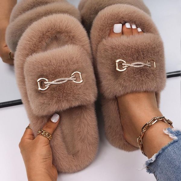 slippers fluffy women rhinestone buckle decor furry slides ladies flip flops flat bedroom luxury designer winter shoes, Black
slippers fluffy women rhinestone buckle decor furry slides ladies flip flops flat bedroom luxury designer winter shoes, Black