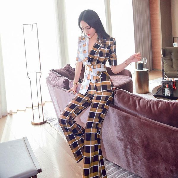 women's two piece pants 2021 summer blazer suit 2 pieces set office ladies fashion patchwork plaid jacket oufit wide leg, White
women's two piece pants 2021 summer blazer suit 2 pieces set office ladies fashion patchwork plaid jacket oufit wide leg, White