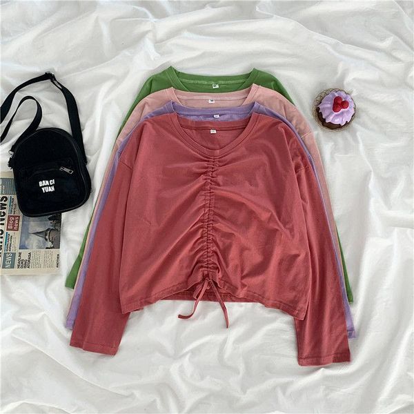 women's t-shirt cotton spring korean v-neck drawstring design long sleeve large size 200 kg loose solid color top, White
women's t-shirt cotton spring korean v-neck drawstring design long sleeve large size 200 kg loose solid color top, White