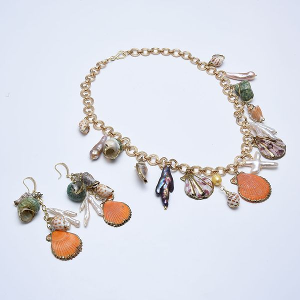 guaiguai jewelry natural multi sea shell pearl chain necklace earrings summer beach jewelry for women party, Silver
guaiguai jewelry natural multi sea shell pearl chain necklace earrings summer beach jewelry for women party, Silver