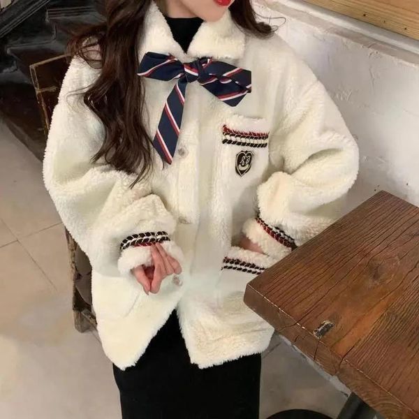 women's fur & faux 2021 women winter solid pockets lamb coat female japanese fashion outwears lady jk loose warm coats, Black
women's fur & faux 2021 women winter solid pockets lamb coat female japanese fashion outwears lady jk loose warm coats, Black