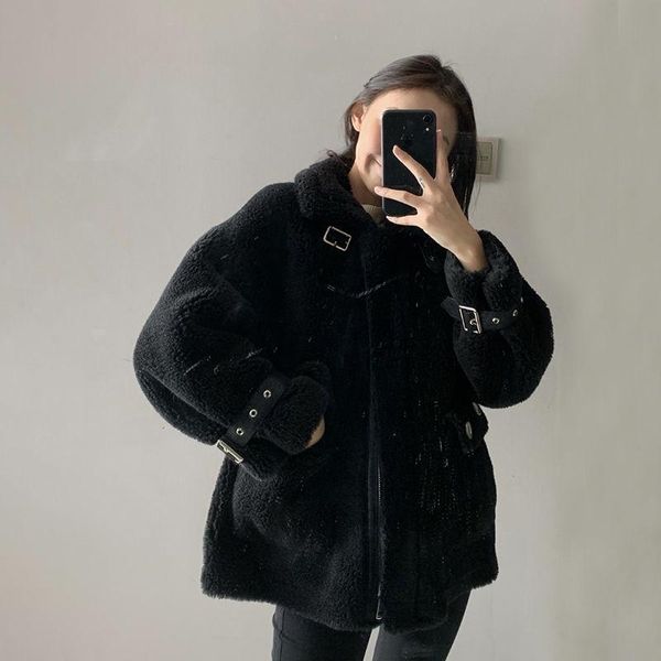 women's fur & faux jacket women coat winter splicing lapel lamb imitation veste femme, Black
women's fur & faux jacket women coat winter splicing lapel lamb imitation veste femme, Black