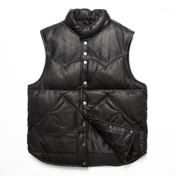 men's leather & faux fashion winter warm classic slim real sheepskin genuine white duck down jacket mens vest coats, Black
men's leather & faux fashion winter warm classic slim real sheepskin genuine white duck down jacket mens vest coats, Black